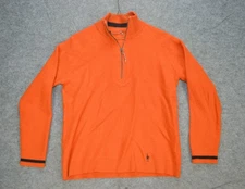 Smartwool Sweater Womens Large Orange 1/4 Zip Merino Wool Knit Pullover Outdoor