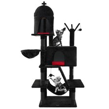 Gothic Cat Tree for Indoor Cats Black Large Cat Tower w/ 2 Cat Condos