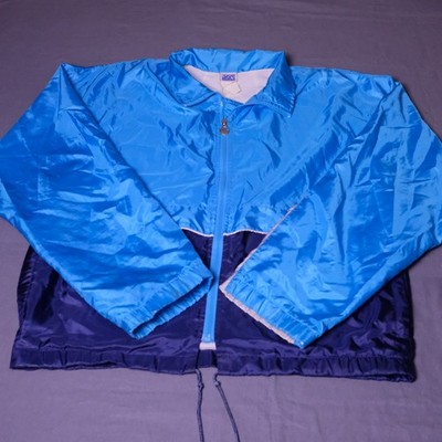 Vintage ASICS Windbreaker Jacket Blue Colorblock Lightweight Mens Large Full Zip