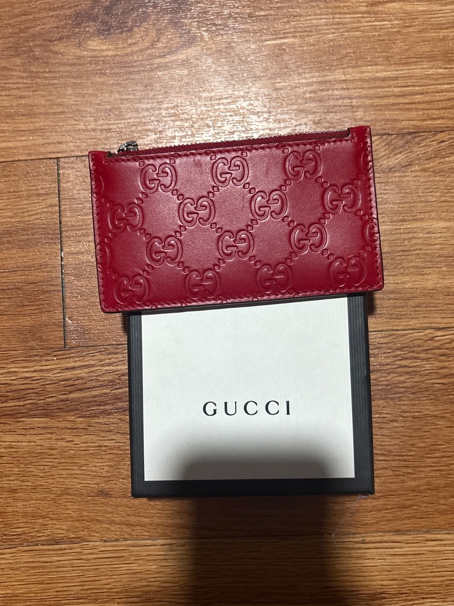 gucci red card holder wallet leather | eBay