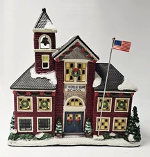 St Nicholas Square School Illuminated Village Collection with Flag Pole 2008