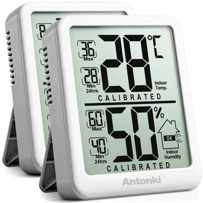 Raumthermometer Hygrometer Digital Temperatur Luftfeuchtigkeit Max/Min 2er-Pack