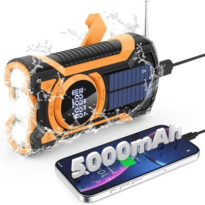 Notfallradio Handkurbel 5000mAh Bluetooth Lautsprecher Solar Ladegerät SOS Lampe