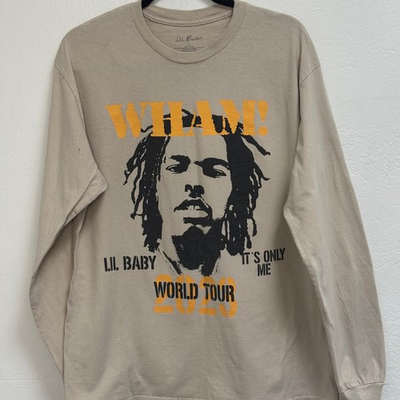 #ad Lil Baby Wham It#x27;s Only Me World Tour 2023 Long Sleeve Shirt Tan Mens Large $20.35