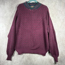 Vintage Chaps Ralph Lauren Sweater Mens XL Burgundy Pure Quality Knit USA 90s