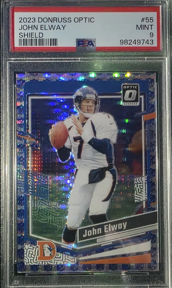 Panini Donruss Optic John Elway #55 Shield 2023/32 Denver Broncos PSA 9 Foto 3 de 4