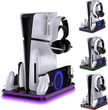 Playstation Portal Charger, PS5 Stand and Cooling Station with RGB LED Controlle
