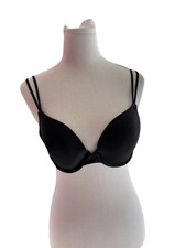 DKNY New York Black Bra underwire lightly padded Lacy Sides Fastens at Back 36C