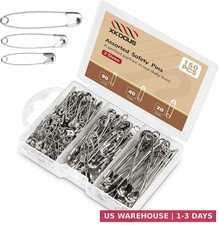 Safety Pins - 150 Pcs Assorted Sizes Silver Pins Bulk - Small  Large Heavy Duty