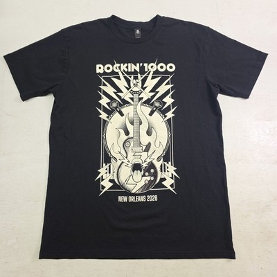 Rockin 1000 New Orleans 2026 Concert Event Tee Shirt As Colour Black Guitar Sz L