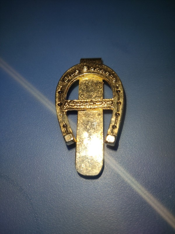 Horse Shoe blue bonnet HIPPODROME Money Clip vintage $$$$