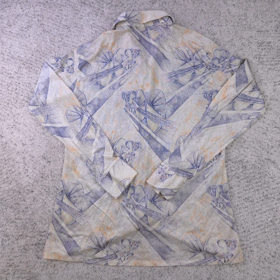VTG 70s Disco Shirt Mens Medium Long Sleeve Dagger Collar Vanderbilt Pattern - Image 2 of 4