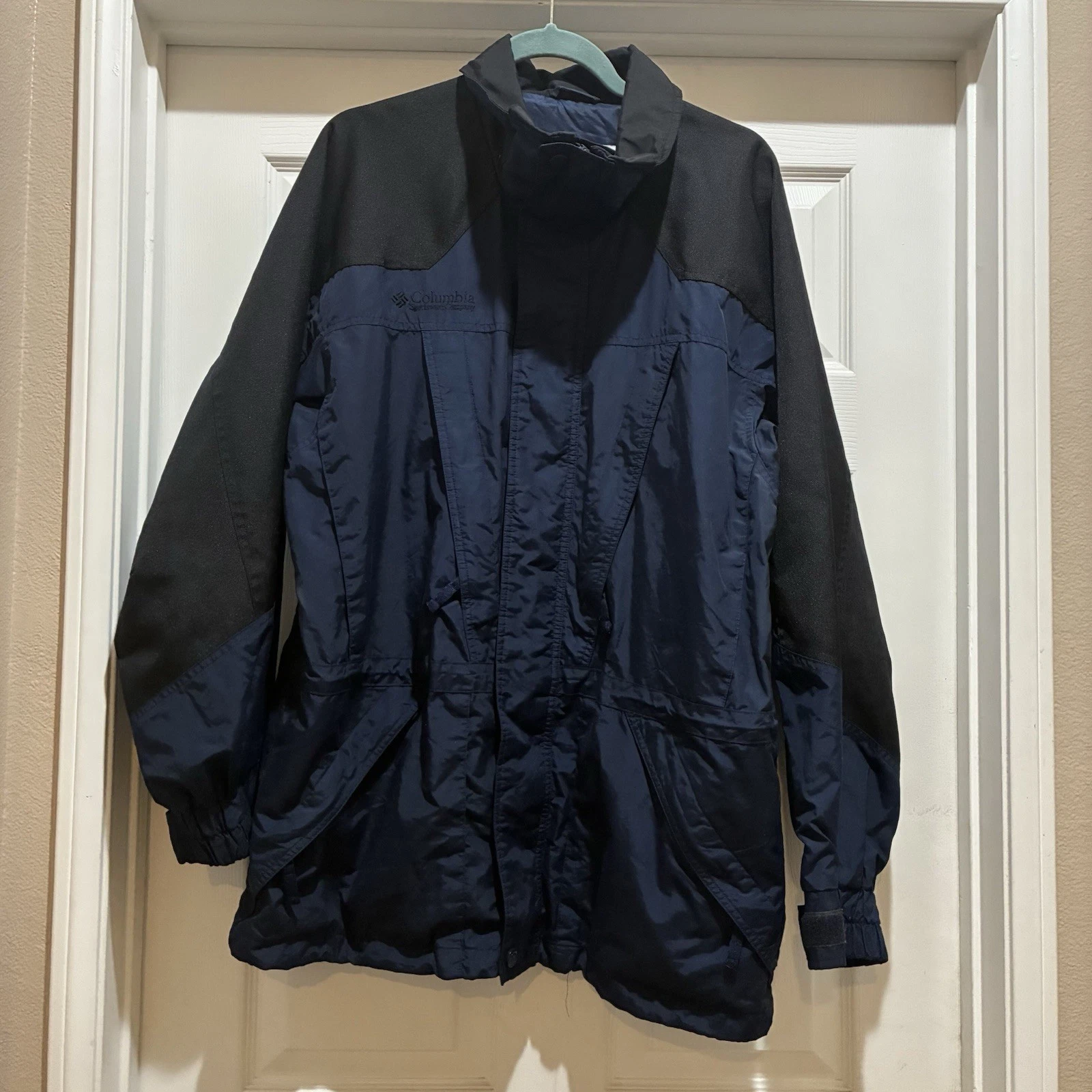 Columbia Men's Blue Black Coat Jacket Size Medium Polyester Nylon Sports Winter