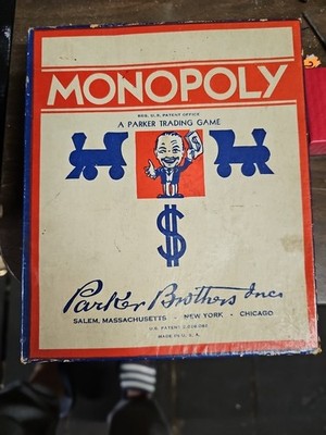 Rare 1935 Original Parker Brothers Monopoly Game First Edition 91 Yr Old Wood Pc