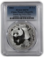 PCGS Certified Chinese Panda MS 70 Silver Bullion Coins for sale