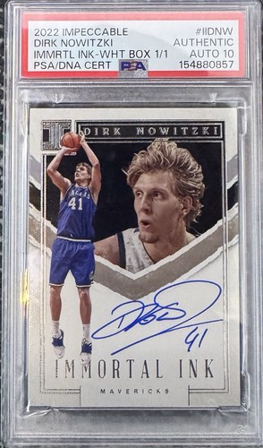 2022-23 Impeccable Dirk Nowitzki Immortal Ink Auto White Box #1/1 PSA AUTHENTIC