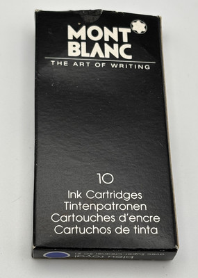Vintage Mont Blanc 10 Ink Cartridges Royal Blue with Box New Old Stock Open Box