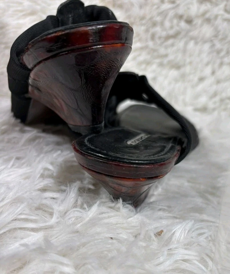 Sandalias de cuero Donald J. Pliner cuñas zapatos para mujer talla 8,5 M negro rojo Foto 3 de 4