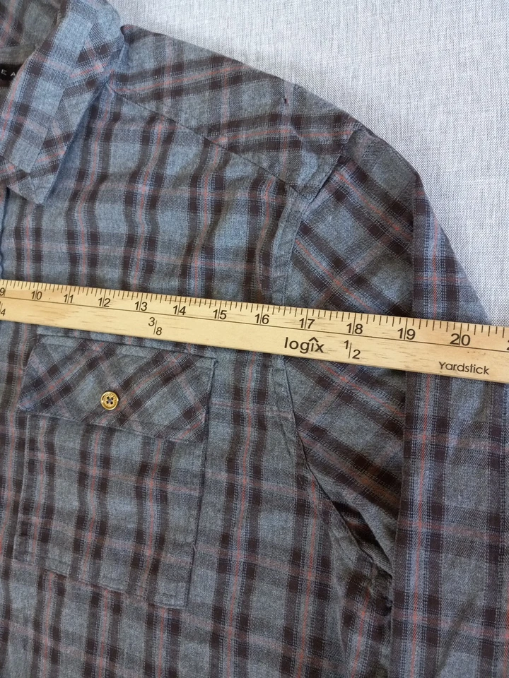 Sean John Men's XL Flannel Long Sleeve Gold Buttons Plaid Pure Cotton Shirt - Image 3 of 4