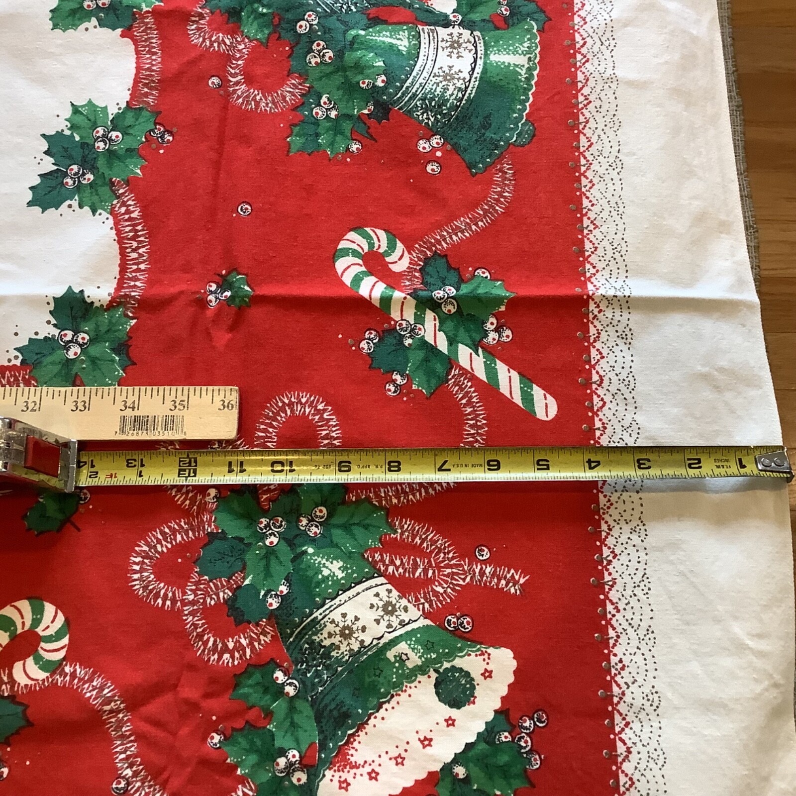 Vintage 50's Bright Red Heavy Cotton Christmas Holiday Tablecloth eBay