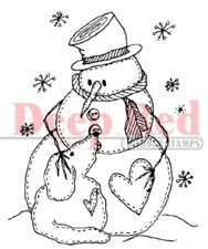 Deep Red Stamps Snowman with Dog Rubber Cling Stamp