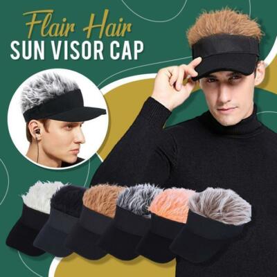 Unisex Flair Hair Sun Visor Cap Novelty Beanie Fashion Spiked Fake Hair Hat
