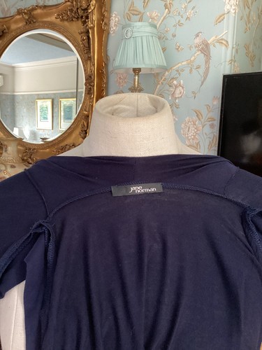 JANE NORMAN SIZE 12 . NAVY BLUE DRAPE TOP . COWL NECKLINE . - Picture 5 of 7