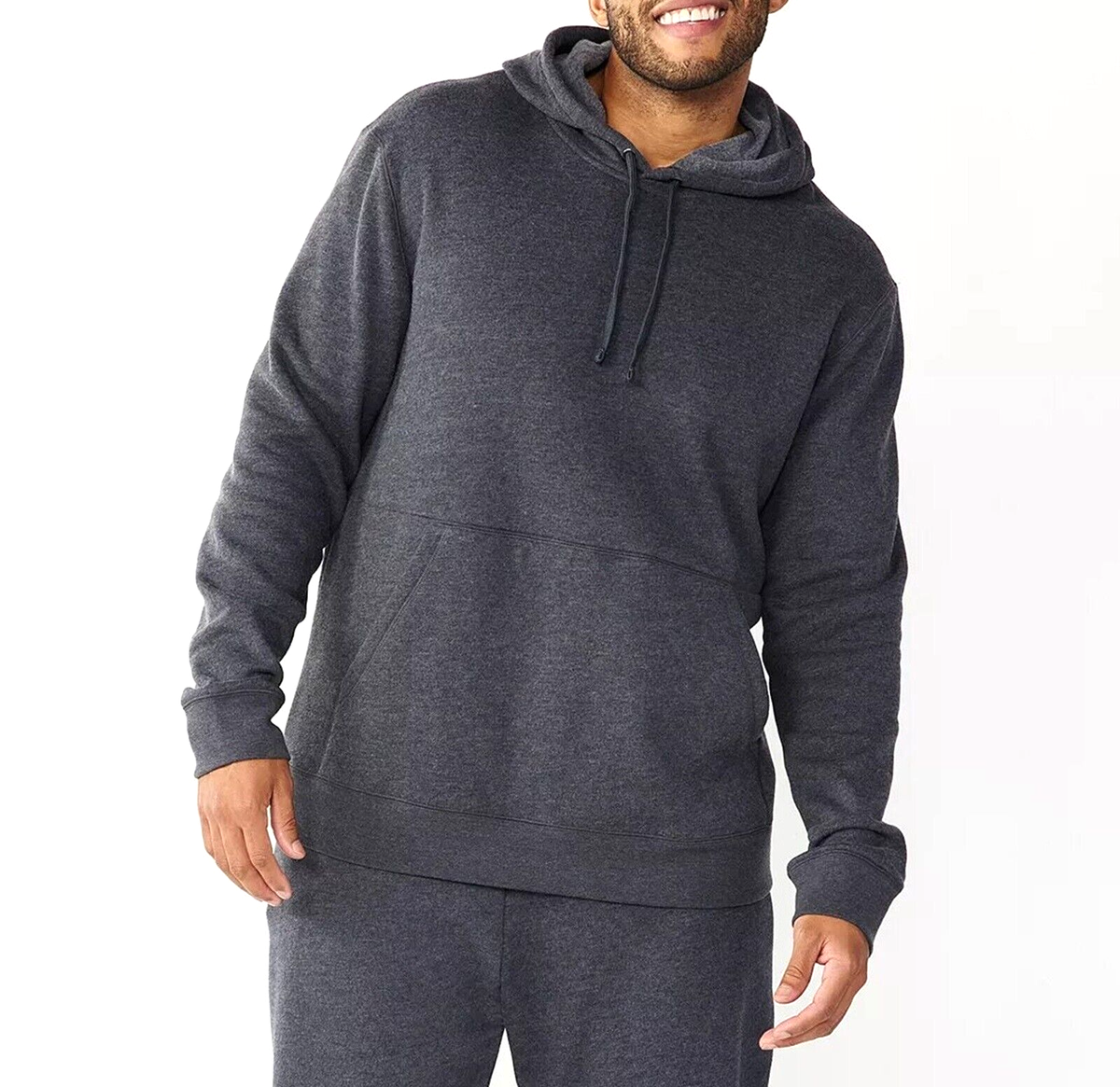 Tek Gear Men's Sz 2XB Ultra Soft Fleece Pullover Hoodie Sweatshirt Gray Big