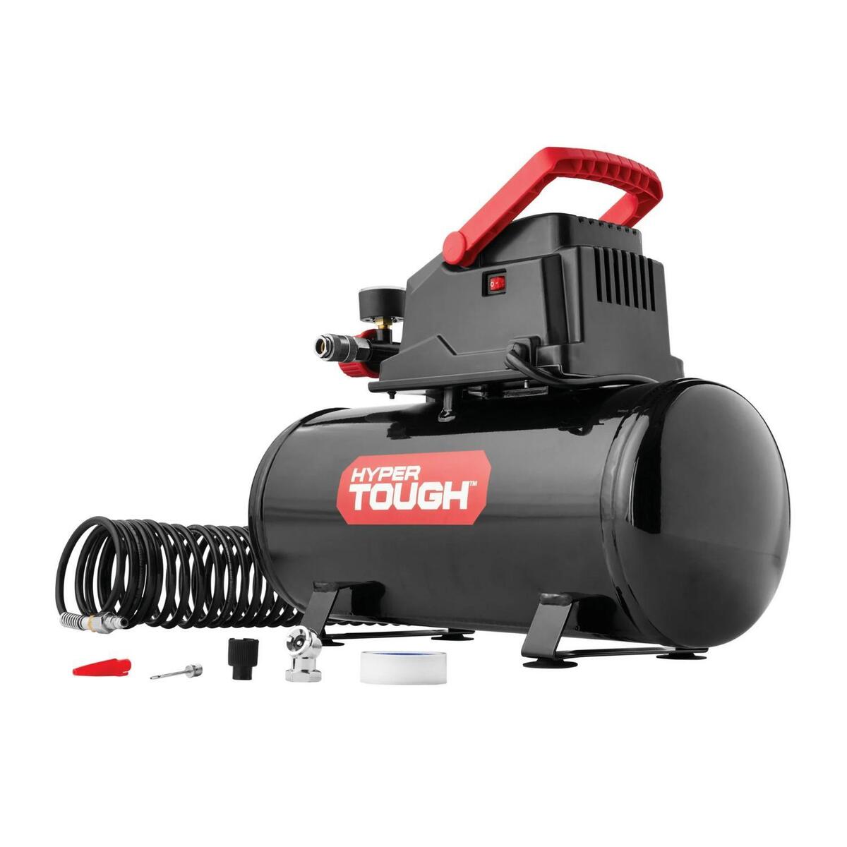 Hyper Tough 3 Gallon Oil Free Portable Air Compressor, 100PSI, Red Hyper Tough 3 Gallon Oil Free Portable Air Compressor, 100PSI, Red