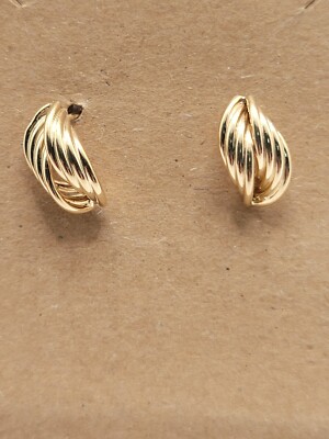Handwerkliche 14K massive Gelbgold Wirbel Ohrstecker gemarkt 14K mit 2 Dreiecksform