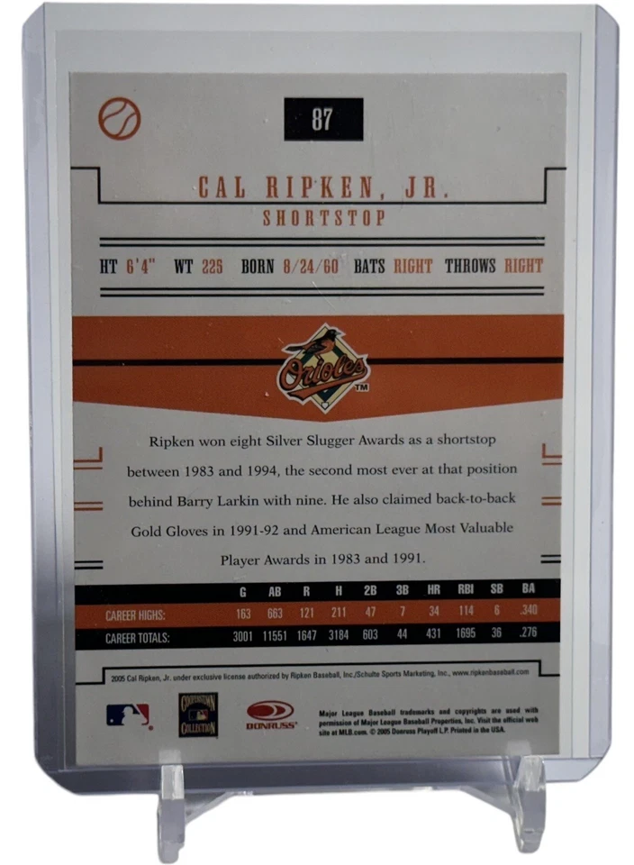 2005 Donruss Prime Patches Cal Ripken Jr Card #87 Baltimore Orioles HOF W/Top - Image 2 of 4