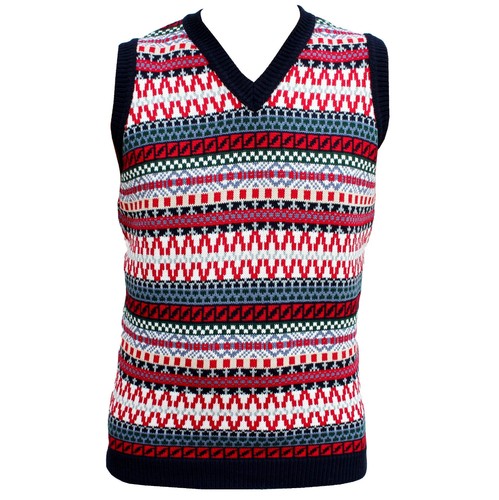 Unisex Herren Fairisle Weste Pullunder Vintage Ärmellos Strickpullover 50s 60s - Bild 39 von 52