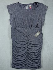 Vince Camuto NWT Womens 22 Cocktail Dress Silver Metallic Gray Bodycon Gathered