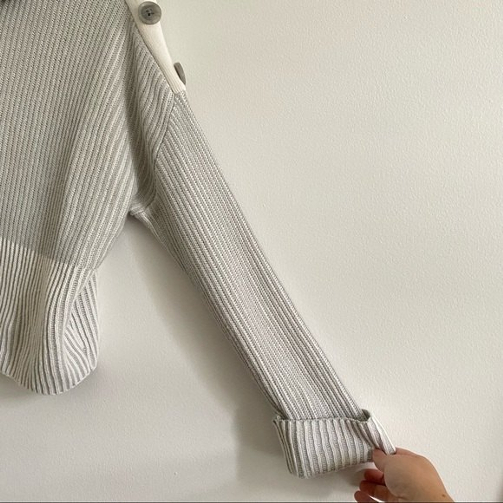 Express Button Shoulder Cuff Sleeve Turtleneck Sw… - image 4