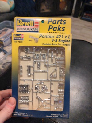 1/25 Revell 85-7253 Chrome Parts Paks Pontiac 421 c.i. V-8 Engine For Model Kits