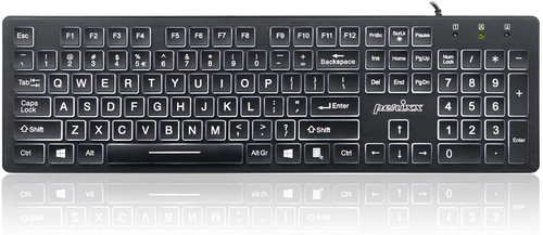 Large Print Computer Keyboard LED Lighted White Backlit Full Size Multimedia Key - Picture 8 of 13