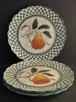 Raymond Waites Cornucopia Dinner Plates Pear Certified International Lot 3