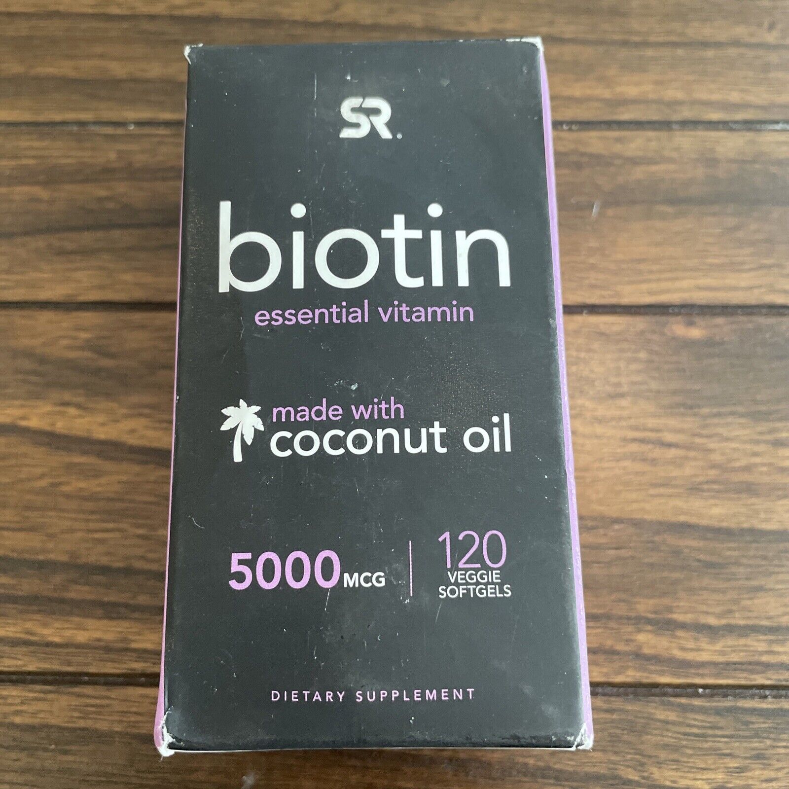 Sports Research Biotin 5000 mcg with Coconut Oil 120 Ct. Exp 10/22