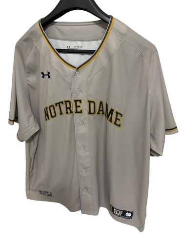 Under Armour Notre Dame Baseball Jersey Mens Size 4XL Button Down Gray - Picture 2 of 7