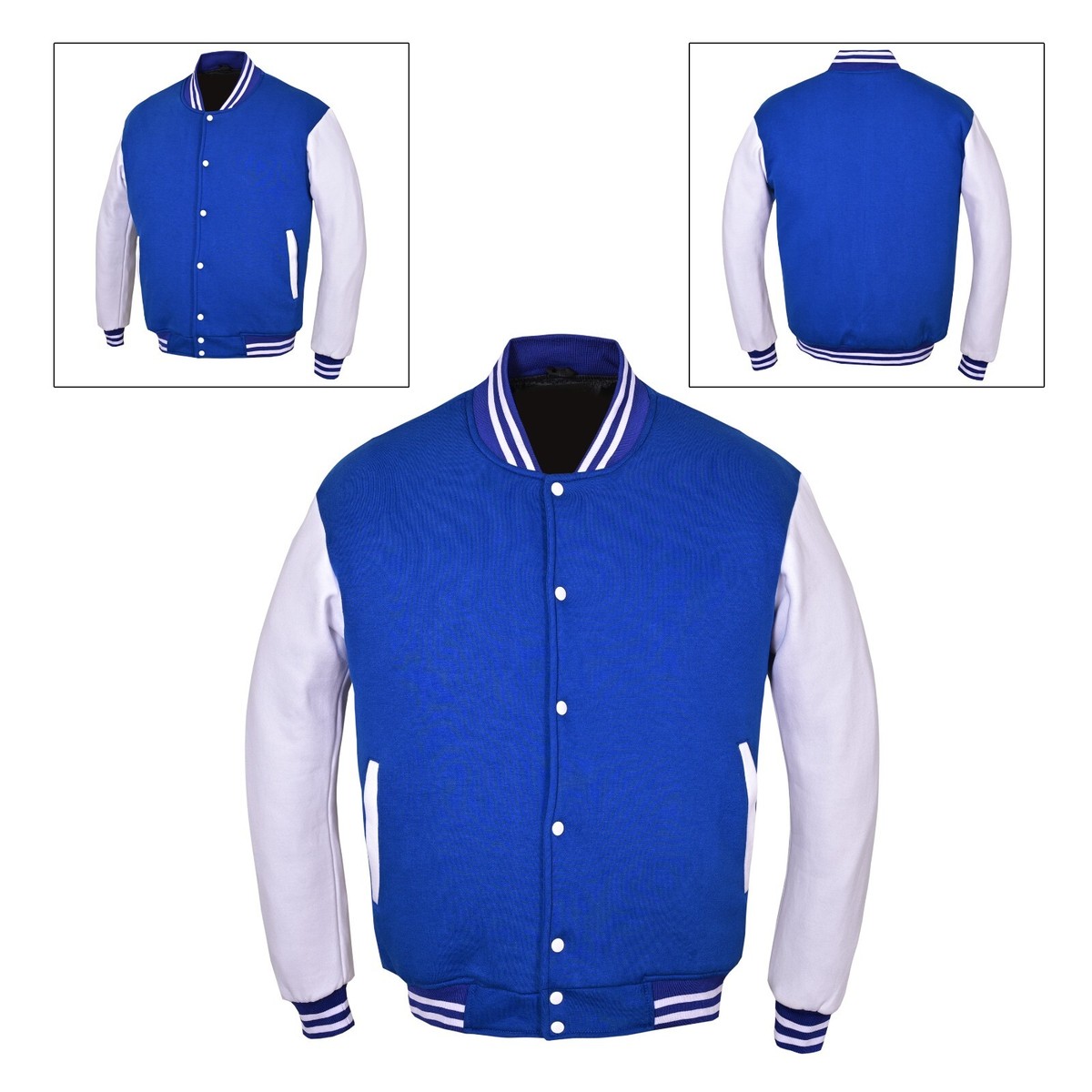 Classic Varsity Jacket Men Fashion Fleece College Baseball-Size S