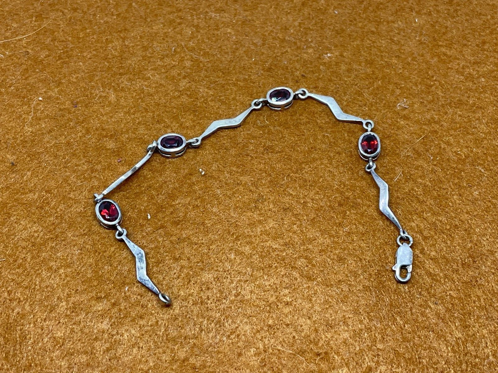 SOLID STERLING SILVER & AMETHYST SET BRACELET 8.2… - image 1