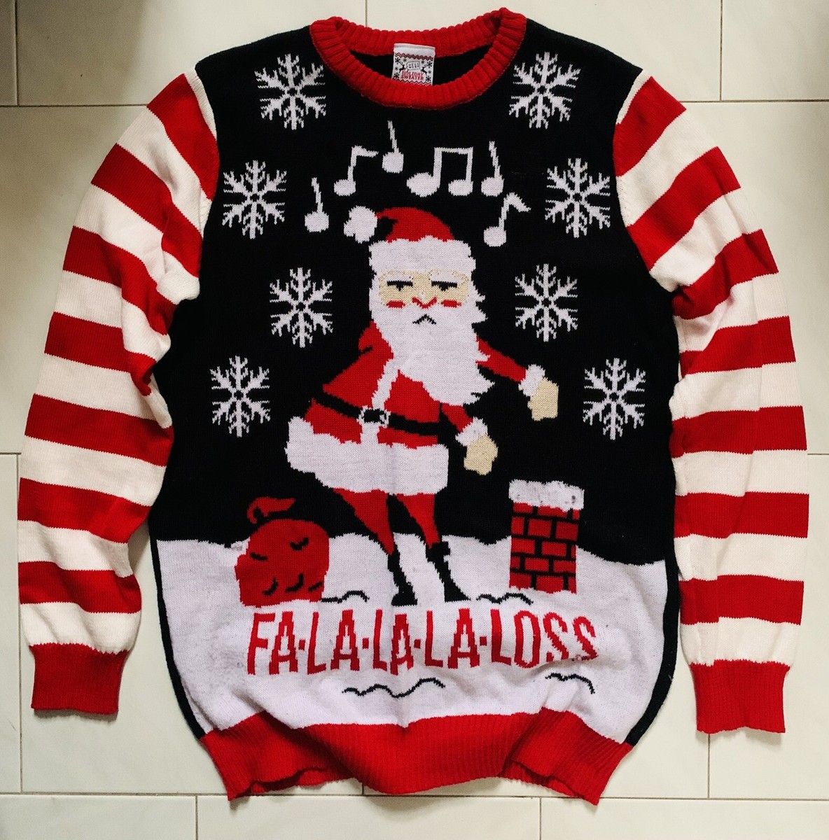 Well Worn Holiday Sweater Santa Floss Ugly Sweater Christmas Sz