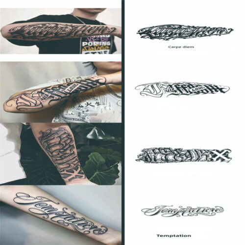 4Pcs Letters Temporary Tattoos Half Arm Waterproof Tattoo Stickers - Picture 17 of 26