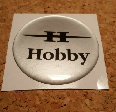 Hobby caravan 58mm wheel centre cap glossy domed decal sticker Black Silver x 1