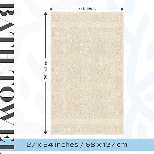Luxury Bath Towels - Cotton Hotel Spa  27x54 4/Pk Ivory Super Absorbent 700GSM