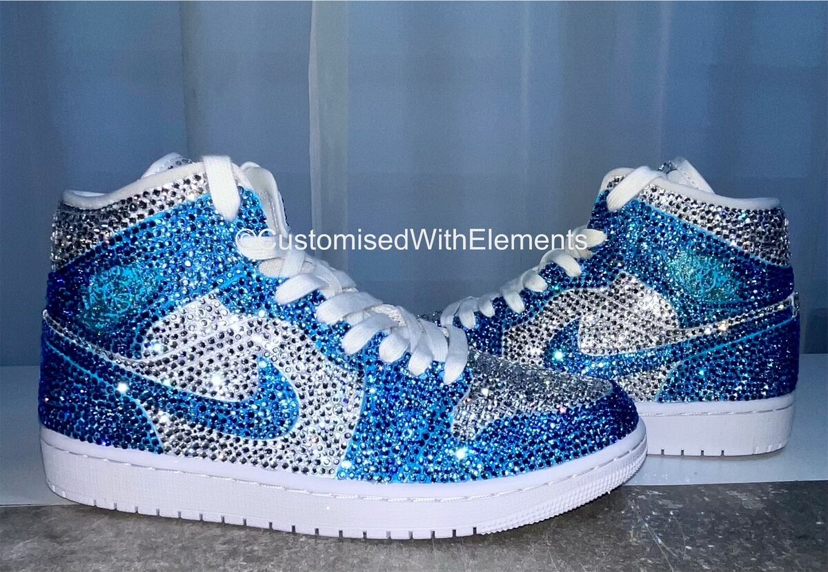 Crystal Nike Air Jordan 1 Mid UK 5.5 Fully Custom | eBay Crystal Nike Air Jordan 1 Mid UK 5.5 Fully Custom | eBay