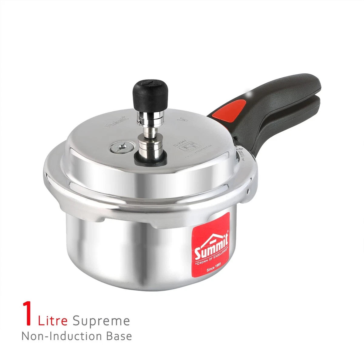 Summit Outer Lid 1 Litre Supreme Pressure Cooker Non Induction Base,  Silver