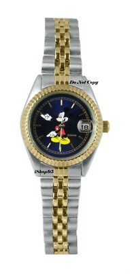 Vintage DISNEY Mickey Mouse Silver and Gold Watch with Blue Dial Mickey Mouse Watch Blue With Gold & Silver Band New | eBay main image 3