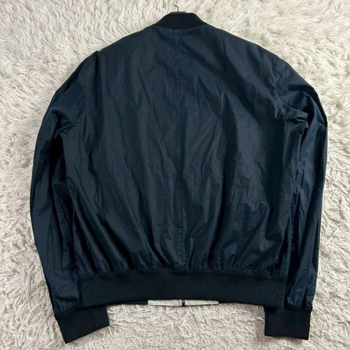 Ermenegildo Zegna Navy Leather-Trim Zip Blouson Jacket 50 Lightweight Italy image 7