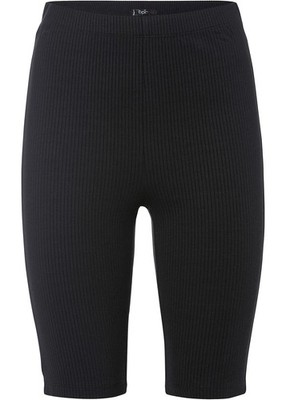 Bequeme High-Waist-Radler aus Rippjersey Gr. 40/42 Schwarz Damen-Shorts Neu